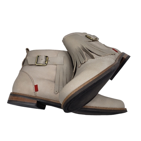 Marc Joseph | NIB Green Point Light Grey Nubuck Fringe Leather Ankle Booties 1 - Picture 8 of 14